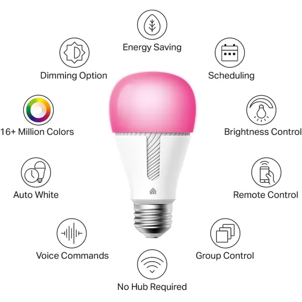 Kasa Smart Light Bulbs Full Color Changing Dimmable Smart WiFi Bulbs Compatible with Alexa and Google Home A19 9W 800 Lumens24Ghz only No Hub Required 4 Count Pack of 1 Multicolor KL125P41000 Lumens  4Pack