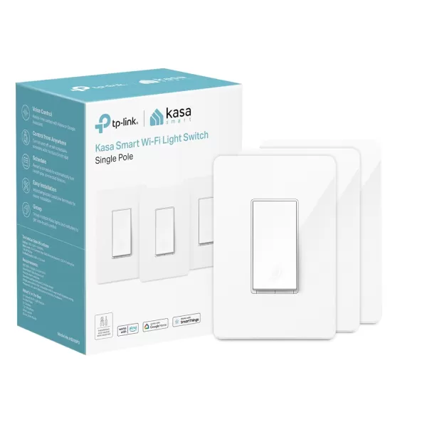 Kasa Smart Light Switch HS200P3 Single Pole Needs Neutral Wire 24GHz WiFi Light Switch Works with Alexa and Google Home UL Certified No Hub Required 3 Count Pack of 1  WhiteWhite