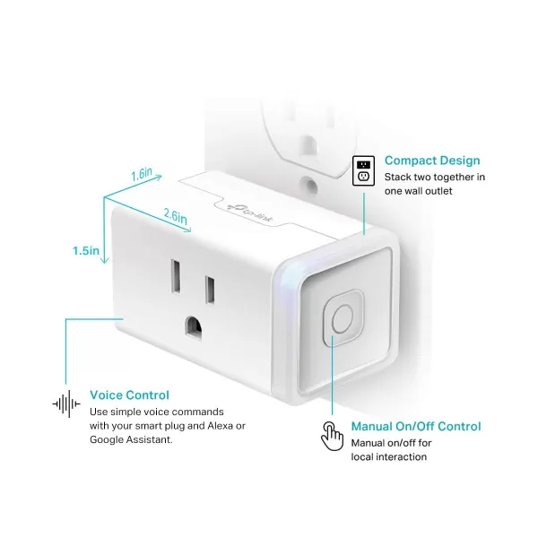 Kasa Smart Plug HS103P2 Smart Home WiFi Outlet Works with Alexa Echo Google Home ampamp IFTTT No Hub Required Remote Control15 AmpUL Certified Pack of 2 WhiteSmart plug