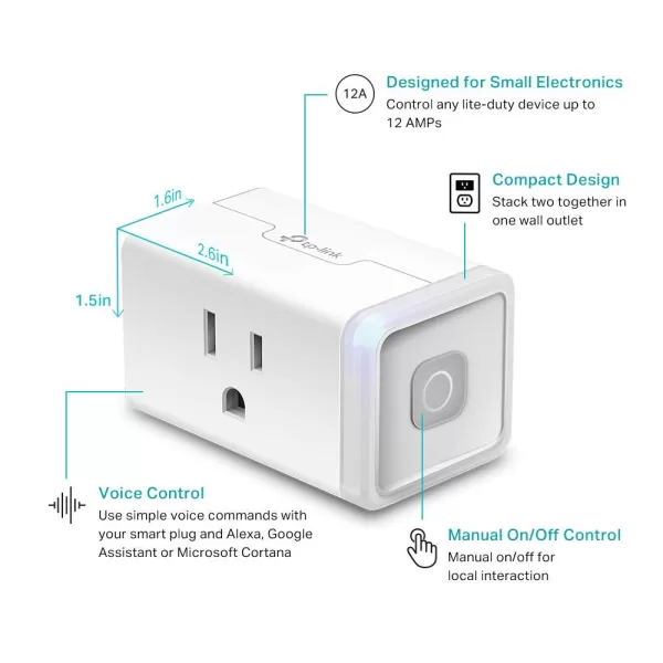 Kasa Smart Plug HS103P4 Smart Home WiFi Outlet Works with Alexa Echo Google Home ampamp IFTTT No Hub Required Remote Control 15 Amp UL Certified 4Pack WhiteIndoor Plug 4Pack