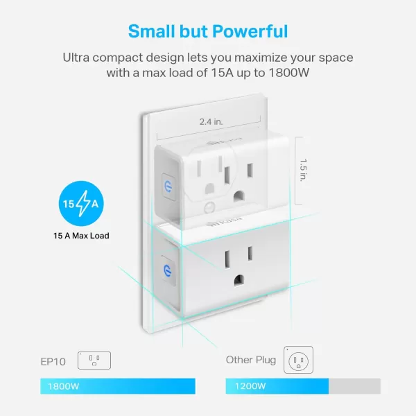 Kasa Smart Plug Mini 15A Smart Home WiFi Outlet Works with Alexa Google Home ampamp IFTTT No Hub Required UL Certified 24G WiFi Only 4PackEP10P4  WhiteUltra Mini 4Pack