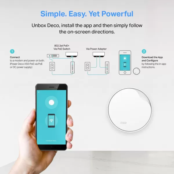 TPLink Deco AX3000 PoE Mesh WiFiDeco X50PoE CeilingWallMountable WiFi 6 Mesh Replacing WiFi Router Access Point and Range Extender PoEPowered 2 PoE Ports1 x 25G 1 x Gigabit 3PackAX3000 w 25G Port  PoE Powered