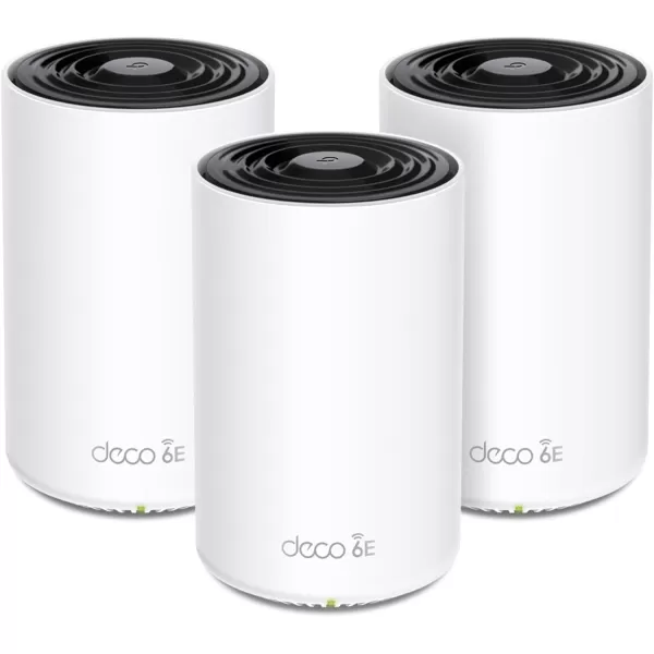 TPLink Deco AXE4900 TriBand WiFi 6E Mesh WiFi System Deco XE70 Pro 25G WANLAN Ports  49 Gbps WiFi  7200 Sq Ft Coverage  Connect up to 200 Devices  New 6 GHz Band  3Pack 2024 ReleaseNew Deco XE70 Pro