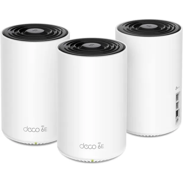 TPLink Deco AXE4900 TriBand WiFi 6E Mesh WiFi System Deco XE70 Pro 25G WANLAN Ports  49 Gbps WiFi  7200 Sq Ft Coverage  Connect up to 200 Devices  New 6 GHz Band  3Pack 2024 ReleaseDeco XE75 Pro