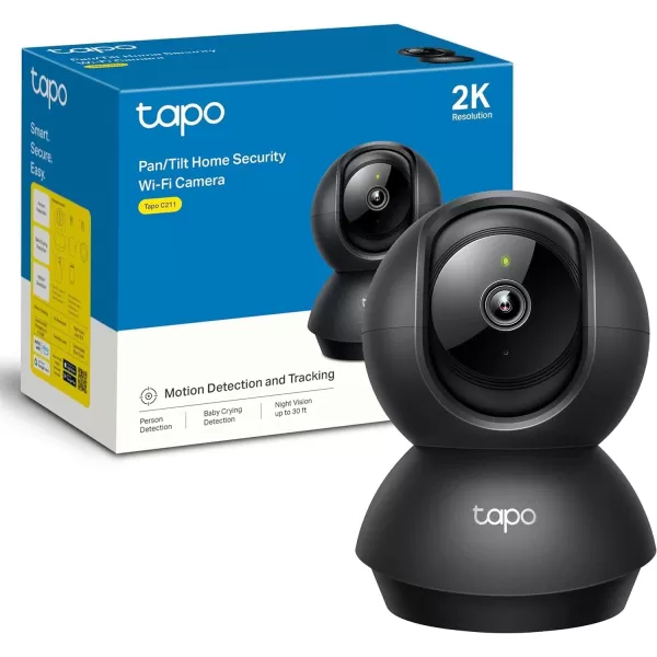 TPLink Tapo 2K Pan Tilt Security Camera for Baby Monitor Dog Camera wMotion Detection 2Way Audio Siren Night Vision Cloud ampampSD Card Storage Up to 256 GB Works with Alexa ampamp Google Home C210Black