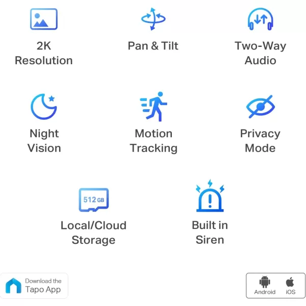 TPLink Tapo 2K Pan Tilt Security Camera for Baby Monitor Dog Camera wMotion Detection 2Way Audio Siren Night Vision Cloud ampampSD Card Storage Up to 256 GB Works with Alexa ampamp Google Home C210White