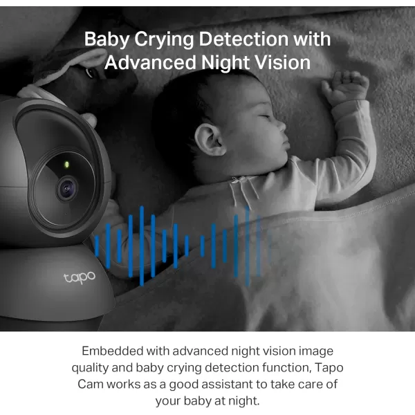 TPLink Tapo 2K Pan Tilt Security Camera for Baby Monitor Dog Camera wMotion Detection 2Way Audio Siren Night Vision Cloud ampampSD Card Storage Up to 256 GB Works with Alexa ampamp Google Home C210Black