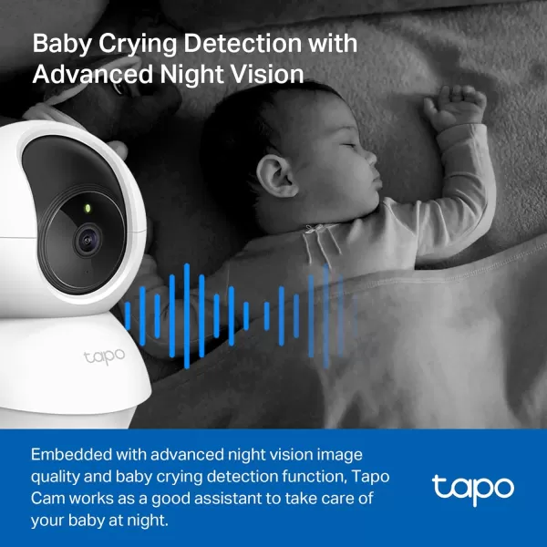 TPLink Tapo 2K Pan Tilt Security Camera for Baby Monitor Dog Camera wMotion Detection 2Way Audio Siren Night Vision Cloud ampampSD Card Storage Up to 256 GB Works with Alexa ampamp Google Home C210White