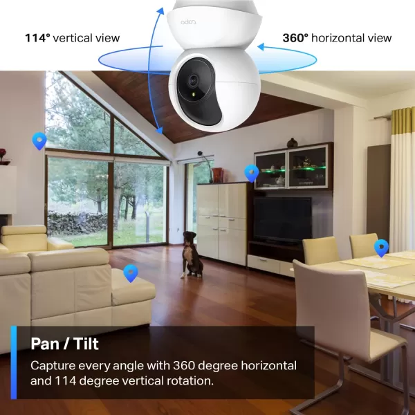 TPLink Tapo 2K Pan Tilt Security Camera for Baby Monitor Dog Camera wMotion Detection 2Way Audio Siren Night Vision Cloud ampampSD Card Storage Up to 256 GB Works with Alexa ampamp Google Home C210White