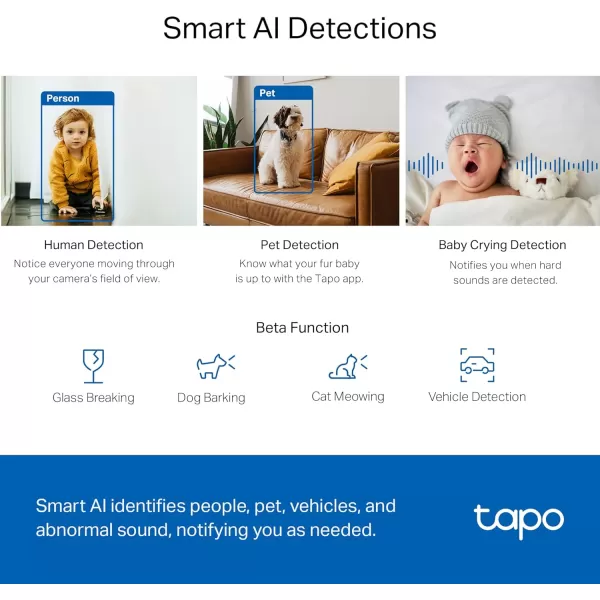 TPLink Tapo PanTilt Security Camera for Baby Monitor Pet Camera wMotion Detection 1080P 2Way Audio Night Vision Cloud ampamp SD Card Storage Works with Alexa ampamp Google Home Tapo C200White