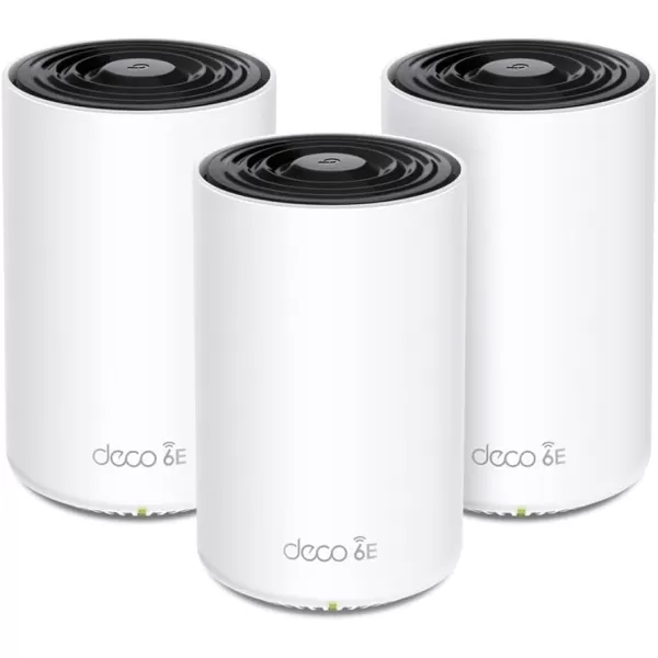 TPLink TriBand WiFi 7 BE10000 Whole Home Mesh System Deco BE63  6Stream 10 Gbps  4  25G Ports Wired Backhaul 4 Smart Internal Antennas  VPN AIRoaming MUMIMO HomeShield 3PackWiFi 6E  AXE5400