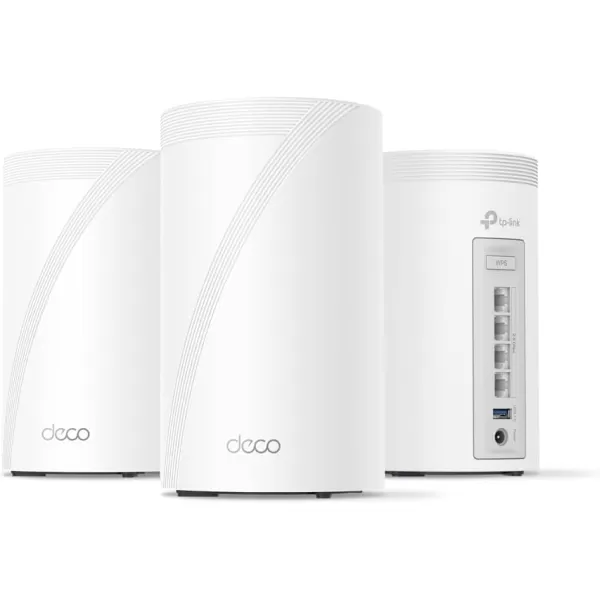 TPLink TriBand WiFi 7 BE10000 Whole Home Mesh System Deco BE63  6Stream 10 Gbps  4  25G Ports Wired Backhaul 4 Smart Internal Antennas  VPN AIRoaming MUMIMO HomeShield 3PackWiFi 7 BE10000