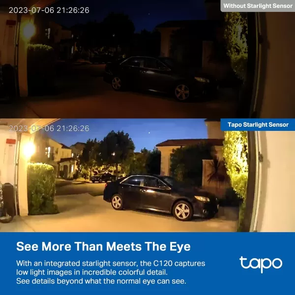 Tapo TPLink 2K QHD Security Camera IndoorOutdoor     Color Night Vision Free PersonPetVehicle Detection Invisible IR Mode SD Storage C120IndoorOutdoor
