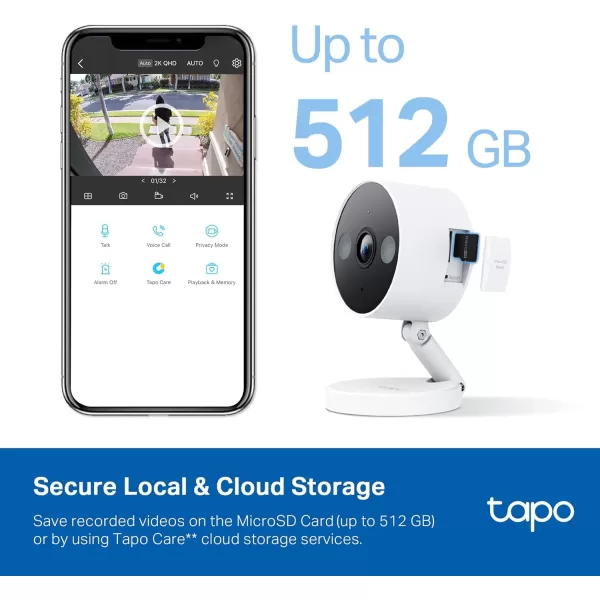 Tapo TPLink 2K QHD Security Camera IndoorOutdoor     Color Night Vision Free PersonPetVehicle Detection Invisible IR Mode SD Storage C120IndoorOutdoor
