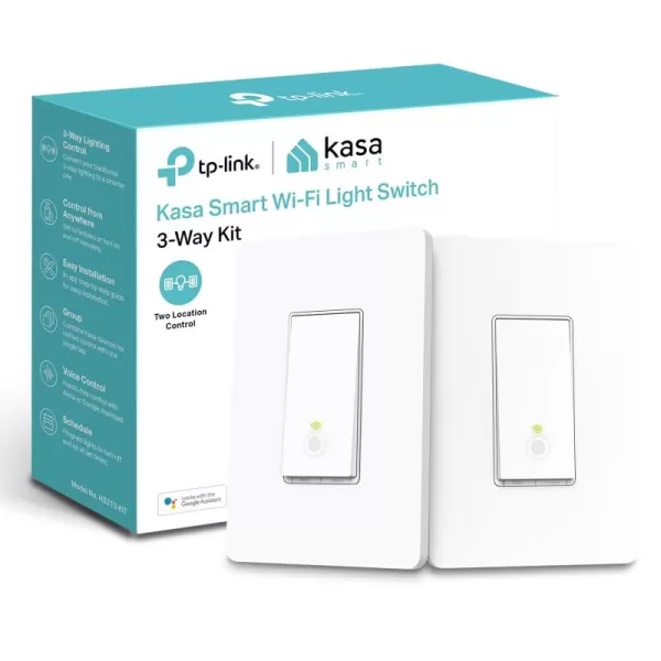 Kasa Smart 3 Way Switch HS210 KIT Needs Neutral Wire 24GHz WiFi Light Switch works with Alexa and Google Home UL Certified No Hub Required White2 Count Pack of 1Original Version