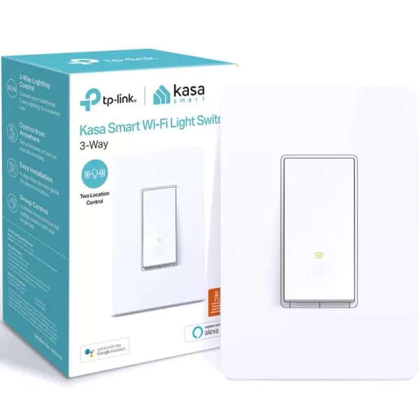 Kasa Smart 3 Way Switch HS210 KIT Needs Neutral Wire 24GHz WiFi Light Switch works with Alexa and Google Home UL Certified No Hub Required White2 Count Pack of 1white