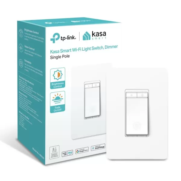 Kasa Smart Dimmer Switch HS220 Single Pole Needs Neutral Wire 24GHz WiFi Light Switch Works with Alexa and Google Home UL Certified No Hub Required 1 PackWhite