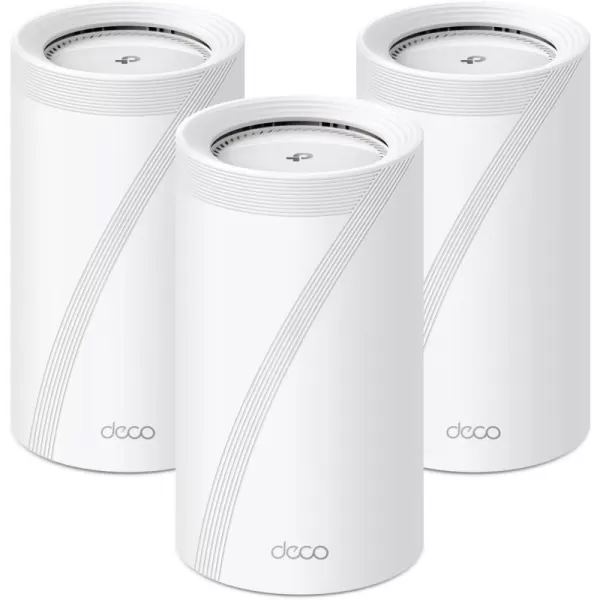 TPLink TriBand WiFi 7 BE22000 Whole Home Mesh System Deco BE85  12Stream 22 Gbps  2 10G  2 25G Ports Wired Backhaul 8 HighGain Antennas  VPN AIRoaming 44 MUMIMO HomeShield3PackWiFi 7 BE22000  3Pack