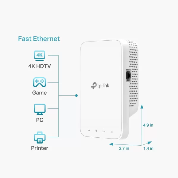 TPLink AC1200 WiFi Range Extender RE330 Covers Up to 1500 Sqft and 25 Devices Dual Band Wireless Signal Booster Internet Repeater 1 Ethernet Port White