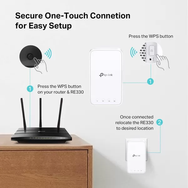 TPLink AC1200 WiFi Range Extender RE330 Covers Up to 1500 Sqft and 25 Devices Dual Band Wireless Signal Booster Internet Repeater 1 Ethernet Port White