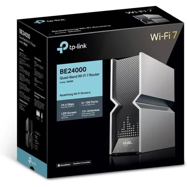 TPLink TriBand BE9300 WiFi 7 Router Archer BE550  6Stream 92Gbps  Full 25G Ports  6 Internal Antennas  Covers Up to 2000 Sq Ft  Add EasyMesh Device for Extended Coverage  VPN SupportBE24000