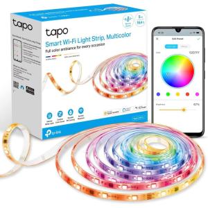 imageTPLink Tapo Smart LED Light Strip 16M RGB Colors SynctoSound 656 Ft4 Rolls of 164ft Works wAlexa ampamp Google Home Trimmable No Hub Required 24GHz Tapo L90020RGBIC  White LEDs 1000 lm