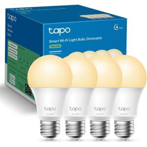 imageTapo TPLink Smart Light Bulbs  Natural Daylight Dimmable Compatible wAlexa and Google Home A60 BulbE27 Base 60W Equivalent 800LM CRIampgt90 24GHz WiFi Only No Hub Required L520E4Pack4 Pack White