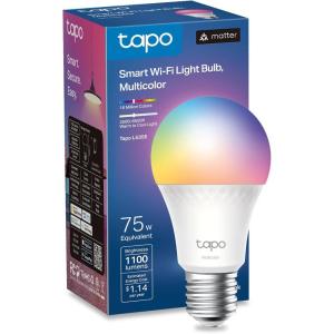imageTapo TPLink Smart Light Bulbs 1100 Lumens High Brightness75W Equivalent MatterCertified 16M Colors RGBW LED Bulb Dimmable CRIampgt90 Voice Control wSiri Alexa ampamp Google Home A19 E26 L535E1100LM wMatterCertified
