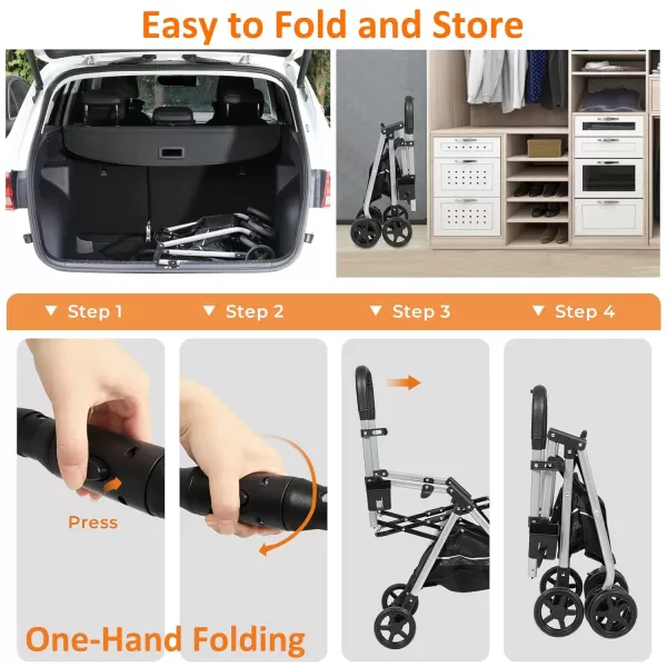 Dog Stroller 3in1 Foldable Gear for Small Medium Dogs 4 Wheels Pet Stroller with Sturdy Metal Frame Storage Basket Dog Carrier Trolley with Mesh Window OneButton Switch Lightweight Travel SystemFashion Grey