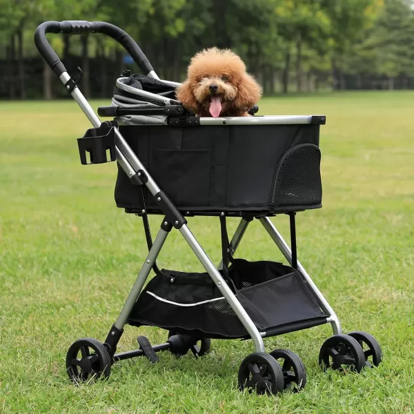 Dog Stroller 3in1 Foldable Gear for Small Medium Dogs 4 Wheels Pet Stroller with Sturdy Metal Frame Storage Basket Dog Carrier Trolley with Mesh Window OneButton Switch Lightweight Travel SystemFashion Grey