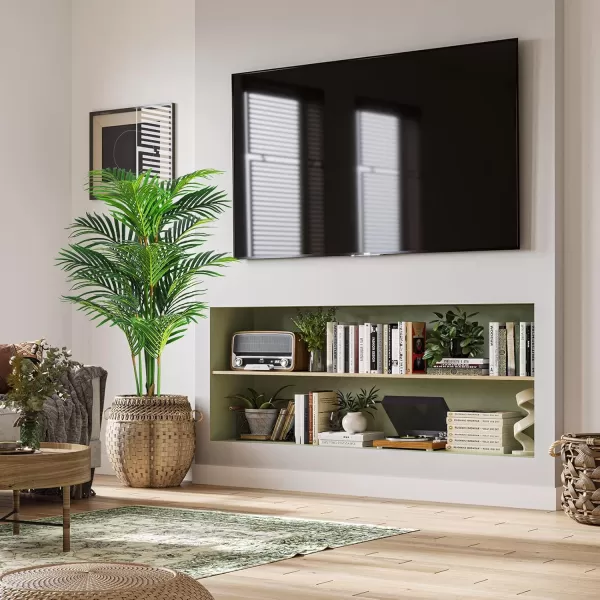 VIAGDO Artificial Areca Palm Tree 4ft Tall Fake Palm Tree Decor with 12 Trunks Faux Tropical Palm Silk Plant Potted Dypsis Lutescens Plants for Modern Home Office Floor Corner Decor Indoor 2 Pack4ft2pcs