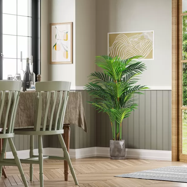 VIAGDO Artificial Areca Palm Tree 4ft Tall Fake Palm Tree Decor with 12 Trunks Faux Tropical Palm Silk Plant Potted Dypsis Lutescens Plants for Modern Home Office Floor Corner Decor Indoor 2 Pack4ft2pcs