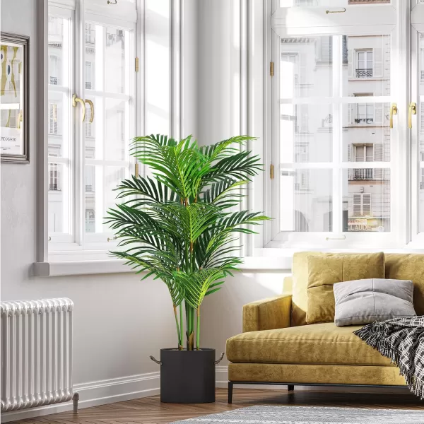 VIAGDO Artificial Areca Palm Tree 4ft Tall Fake Palm Tree Decor with 12 Trunks Faux Tropical Palm Silk Plant Potted Dypsis Lutescens Plants for Modern Home Office Floor Corner Decor Indoor 2 Pack4ft2pcs
