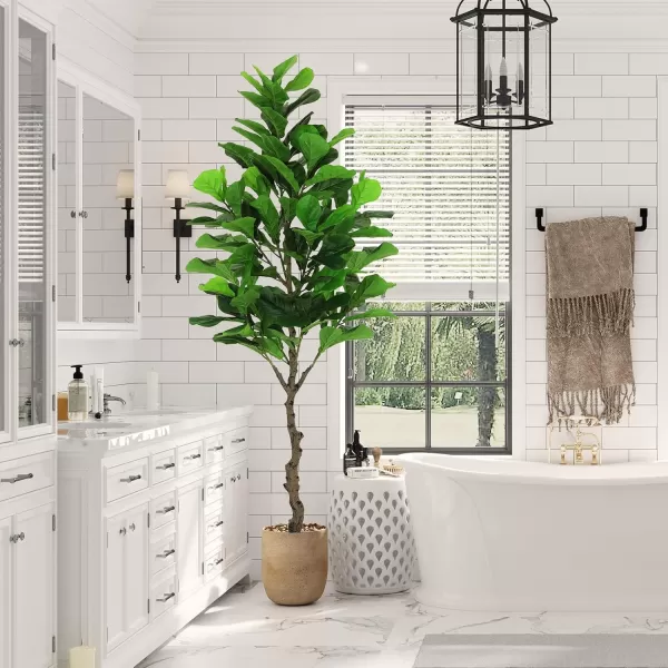 VIAGDO Artificial Fiddle Leaf Fig Tree 6ft Tall 86 Decorative Faux Fiddle Leaves Fake Fig Silk Tree in Pot Artificial Tree for Home Office Living Room Bathroom Corner Decor Indoor7 FT