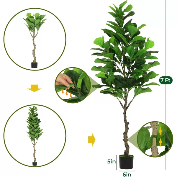 VIAGDO Artificial Fiddle Leaf Fig Tree 6ft Tall 86 Decorative Faux Fiddle Leaves Fake Fig Silk Tree in Pot Artificial Tree for Home Office Living Room Bathroom Corner Decor Indoor7 FT