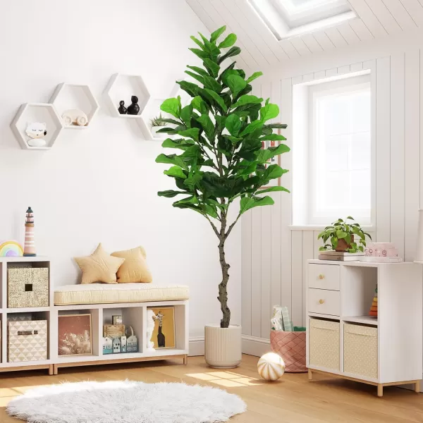 VIAGDO Artificial Fiddle Leaf Fig Tree 6ft Tall 86 Decorative Faux Fiddle Leaves Fake Fig Silk Tree in Pot Artificial Tree for Home Office Living Room Bathroom Corner Decor Indoor7 FT