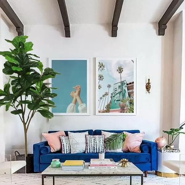 VIAGDO Artificial Fiddle Leaf Fig Tree 6ft Tall 86 Decorative Faux Fiddle Leaves Fake Fig Silk Tree in Pot Artificial Tree for Home Office Living Room Bathroom Corner Decor Indoor6 FT