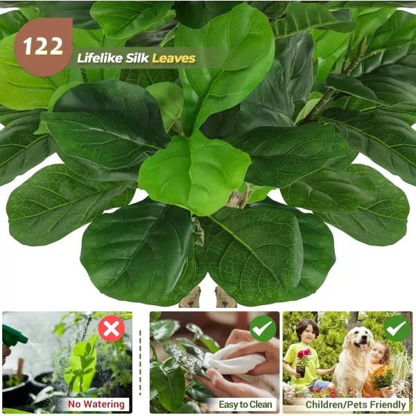 VIAGDO Artificial Fiddle Leaf Fig Tree 6ft Tall 86 Decorative Faux Fiddle Leaves Fake Fig Silk Tree in Pot Artificial Tree for Home Office Living Room Bathroom Corner Decor Indoor7 FT