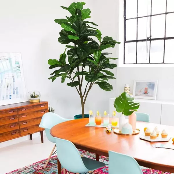 VIAGDO Artificial Fiddle Leaf Fig Tree 6ft Tall 86 Decorative Faux Fiddle Leaves Fake Fig Silk Tree in Pot Artificial Tree for Home Office Living Room Bathroom Corner Decor Indoor6 FT