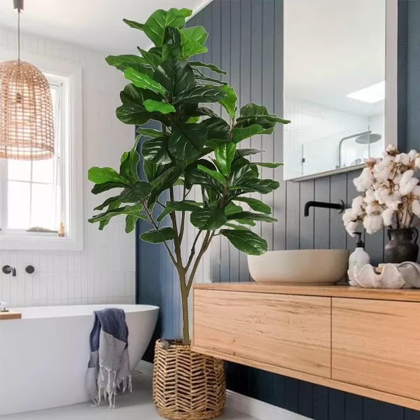 VIAGDO Artificial Fiddle Leaf Fig Tree 6ft Tall 86 Decorative Faux Fiddle Leaves Fake Fig Silk Tree in Pot Artificial Tree for Home Office Living Room Bathroom Corner Decor Indoor6 FT2 Pack