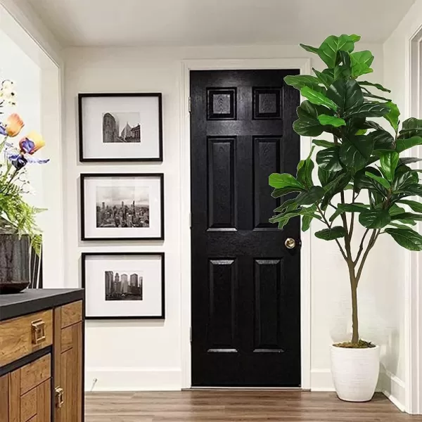 VIAGDO Artificial Fiddle Leaf Fig Tree 6ft Tall 86 Decorative Faux Fiddle Leaves Fake Fig Silk Tree in Pot Artificial Tree for Home Office Living Room Bathroom Corner Decor Indoor6 FT