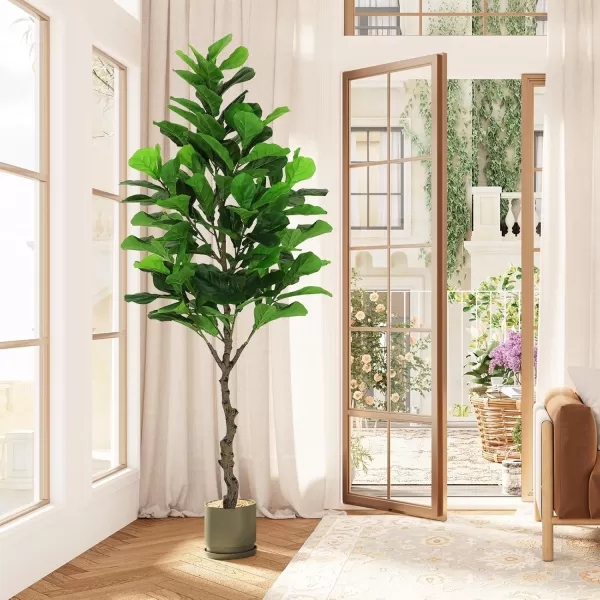 VIAGDO Artificial Fiddle Leaf Fig Tree 6ft Tall 86 Decorative Faux Fiddle Leaves Fake Fig Silk Tree in Pot Artificial Tree for Home Office Living Room Bathroom Corner Decor Indoor7 FT