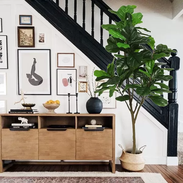 VIAGDO Artificial Fiddle Leaf Fig Tree 6ft Tall 86 Decorative Faux Fiddle Leaves Fake Fig Silk Tree in Pot Artificial Tree for Home Office Living Room Bathroom Corner Decor Indoor6 FT
