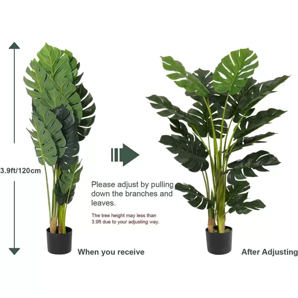 VIAGDO Artificial Monstera Deliciosa Plant 4ft Tall 15 Decorative Split Leaves Faux Swiss Cheese Plant Fake Tropical Monstera Palm Tree for Home Office Room Store Garden Floor Decor4ft1pcs