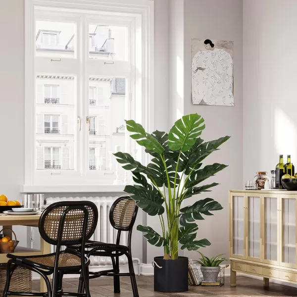 VIAGDO Artificial Monstera Deliciosa Plant 4ft Tall 15 Decorative Split Leaves Faux Swiss Cheese Plant Fake Tropical Monstera Palm Tree for Home Office Room Store Garden Floor Decor4ft1pcs