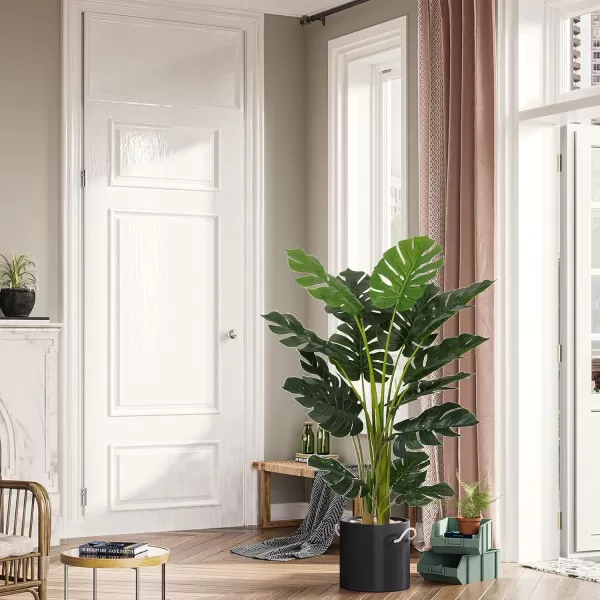 VIAGDO Artificial Monstera Deliciosa Plant 4ft Tall 15 Decorative Split Leaves Faux Swiss Cheese Plant Fake Tropical Monstera Palm Tree for Home Office Room Store Garden Floor Decor4ft2pcs