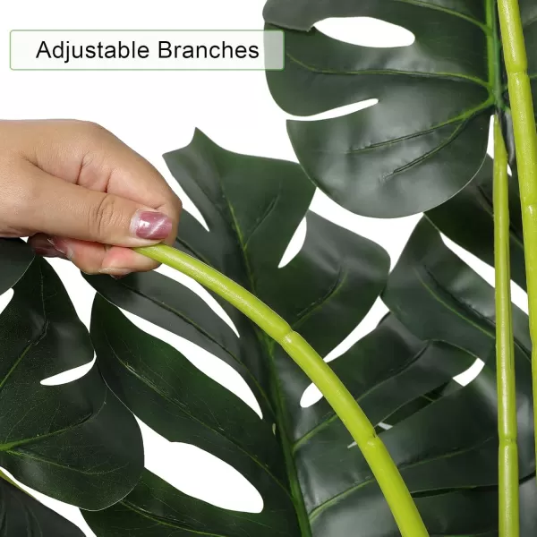 VIAGDO Artificial Monstera Deliciosa Plant 4ft Tall 15 Decorative Split Leaves Faux Swiss Cheese Plant Fake Tropical Monstera Palm Tree for Home Office Room Store Garden Floor Decor4ft2pcs