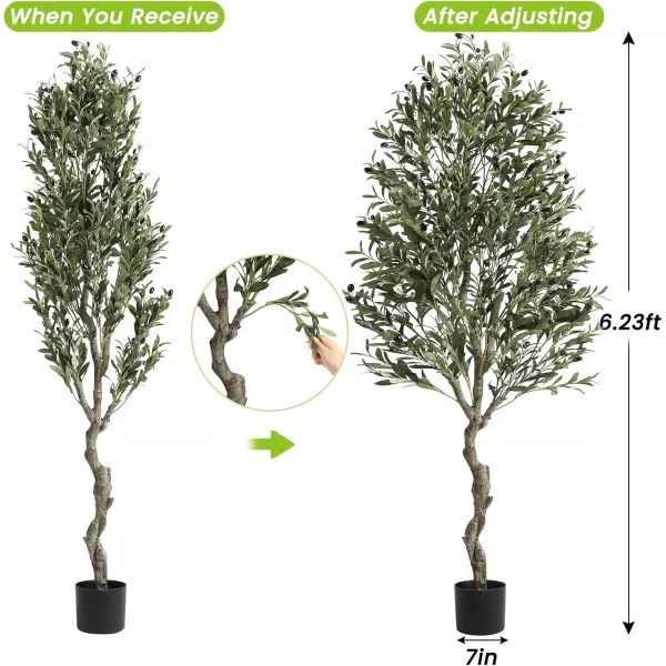 VIAGDO Artificial Olive Tree 6ft Tall Fake Potted Olive Silk Tree with Planter Large Faux Olive Branches and Fruits Artificial Tree for Home Office Living Room Decor Indoor 1176 Leaves1
