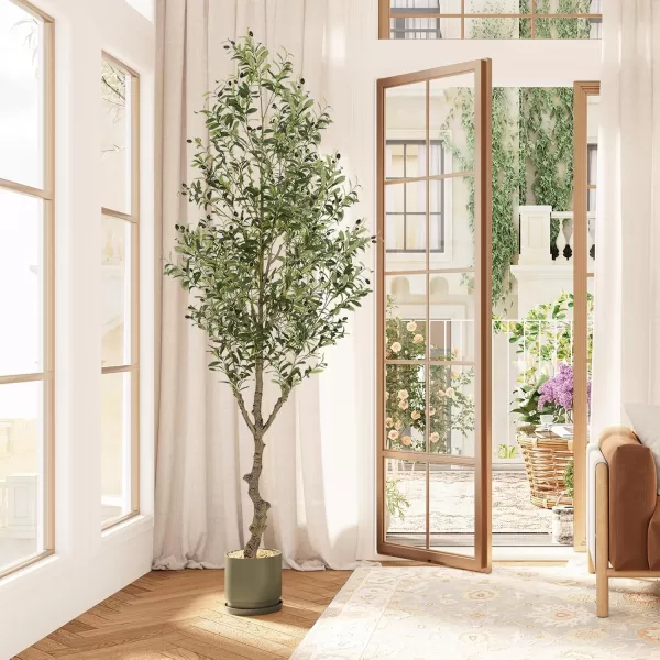 VIAGDO Artificial Olive Tree 6ft Tall Fake Potted Olive Silk Tree with Planter Large Faux Olive Branches and Fruits Artificial Tree for Home Office Living Room Decor Indoor 1176 Leaves1