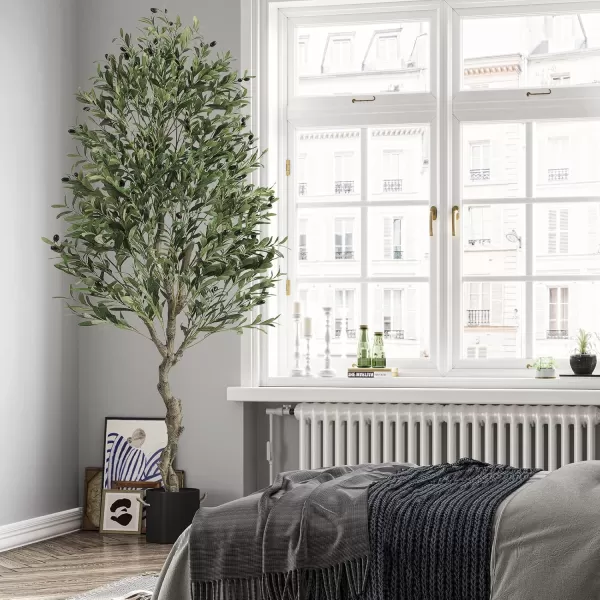 VIAGDO Artificial Olive Tree 6ft Tall Fake Potted Olive Silk Tree with Planter Large Faux Olive Branches and Fruits Artificial Tree for Home Office Living Room Decor Indoor 1176 Leaves1
